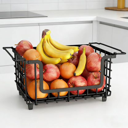 Stackable Metal Wire Vegetable Fruit Basket for Kitchen Counter Cabinet, Pantry Organizers and Storage Basket, Food Can Snack Onion Potato Bread Storage Shelf Freezer Organizer Bins Containers