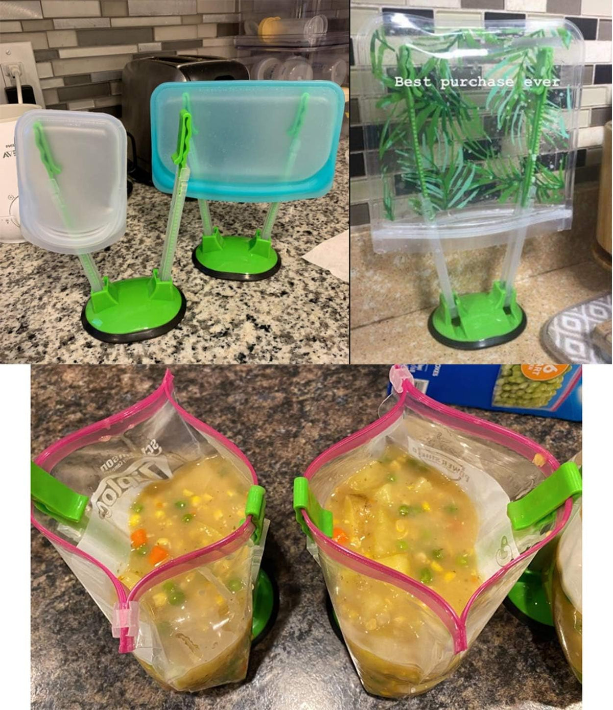 Plastic Bag Holder, Baggy Racks | Bag Holders For Plastic Bags, Baggy Rack Holders For Food Prep Freezer Bags, Ziplock Holder Stand, Food Storage Bags Clip