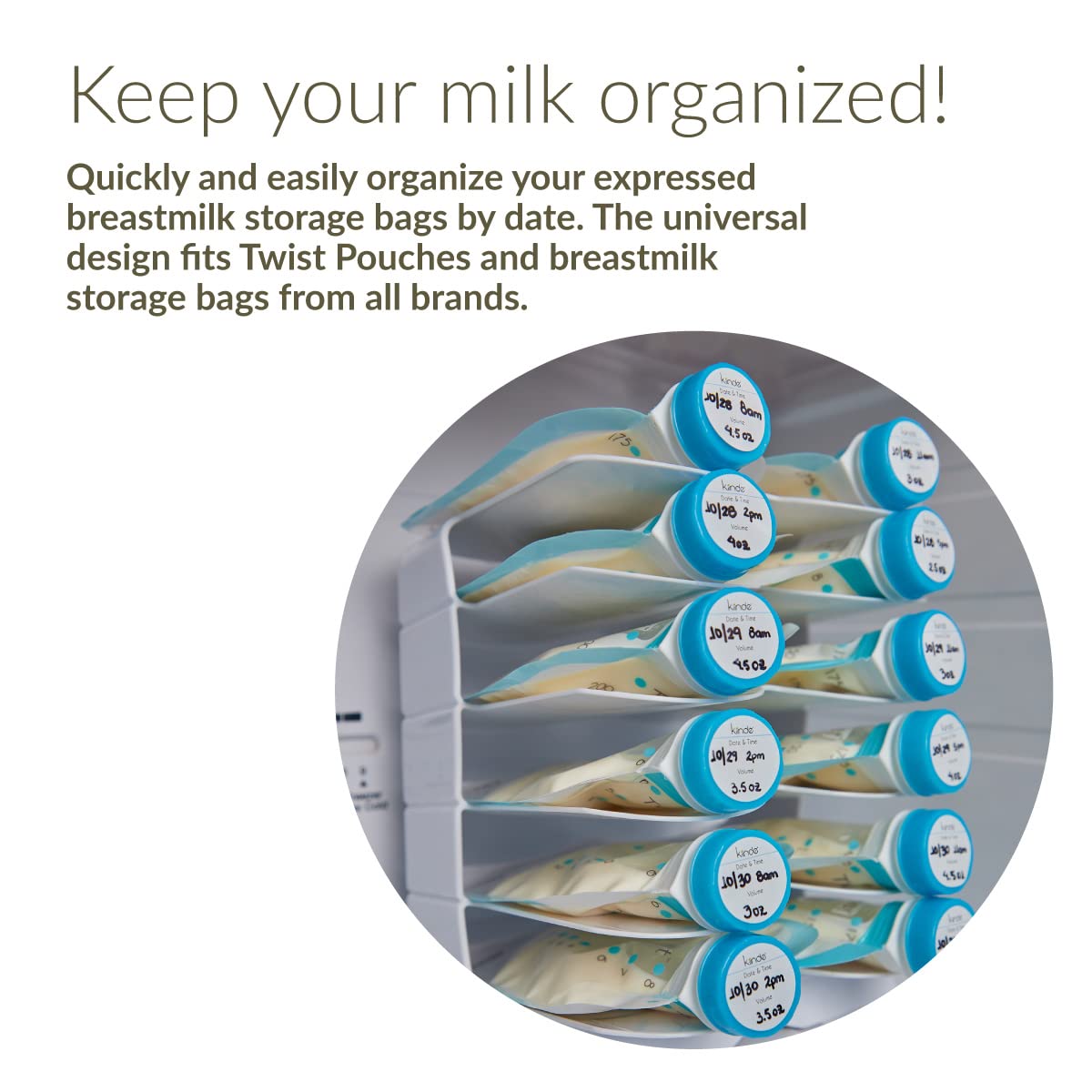 Keeper Breast Milk Bags and Baby Food Pouches Organizer, Freezer Storage