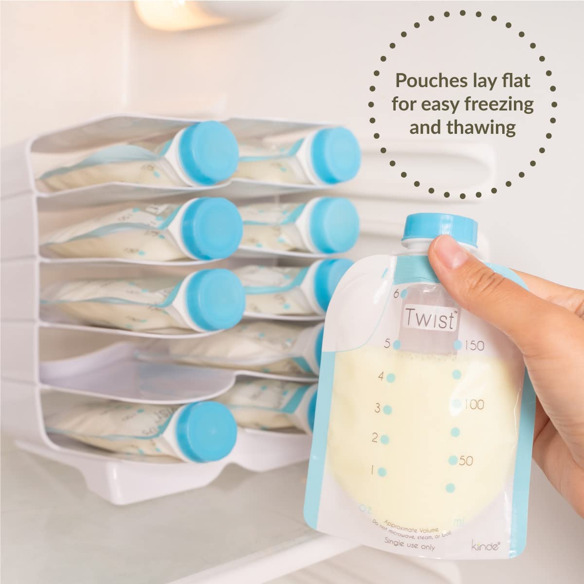 Keeper Breast Milk Bags and Baby Food Pouches Organizer, Freezer Storage