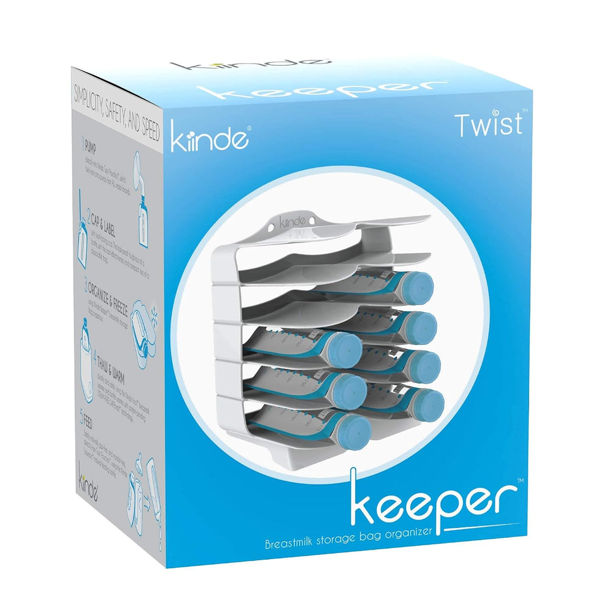 Keeper Breast Milk Bags and Baby Food Pouches Organizer, Freezer Storage