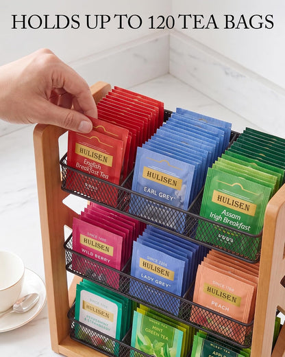 Tea Bag Organizer, 3 Tier Tea Bag Holder, Holds Up to 120 Teabags