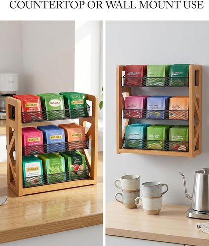 Tea Bag Organizer, 3 Tier Tea Bag Holder, Holds Up to 120 Teabags
