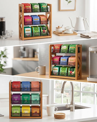 Tea Bag Organizer, 3 Tier Tea Bag Holder, Holds Up to 120 Teabags