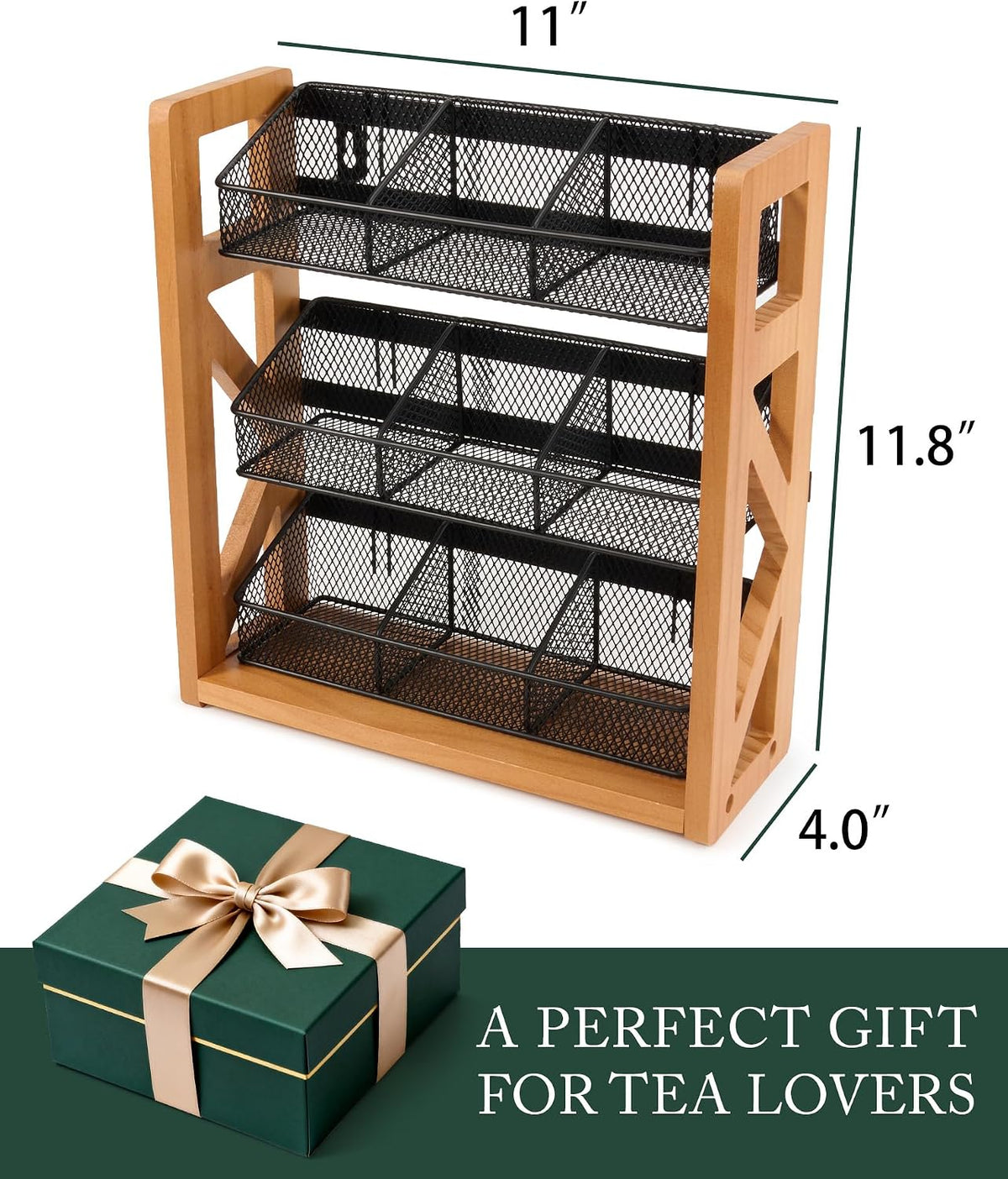 Tea Bag Organizer, 3 Tier Tea Bag Holder, Holds Up to 120 Teabags
