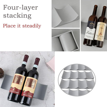 4Pcs Freestanding Wine Rack Cabinet - Wine Bottle Storage | Cabinet Insert Bottle Holder for Kitchen Pantry - Stackable Wine Storage Organizer for Countertop Fridge,Red Wine Organizer