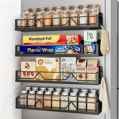 16.9 Inch Large Capacity Magnetic Spice Rack for Refrigerator Black