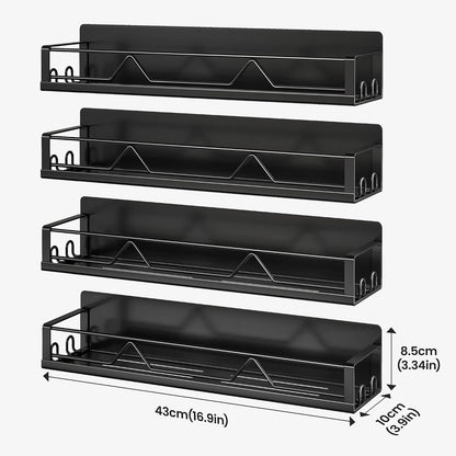 16.9 Inch Large Capacity Magnetic Spice Rack for Refrigerator Black
