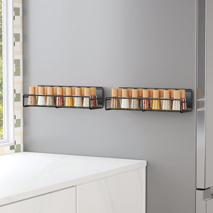 16.9 Inch Large Capacity Magnetic Spice Rack for Refrigerator Black