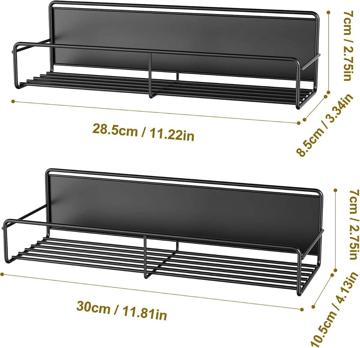 16.9 Inch Large Capacity Magnetic Spice Rack for Refrigerator Black