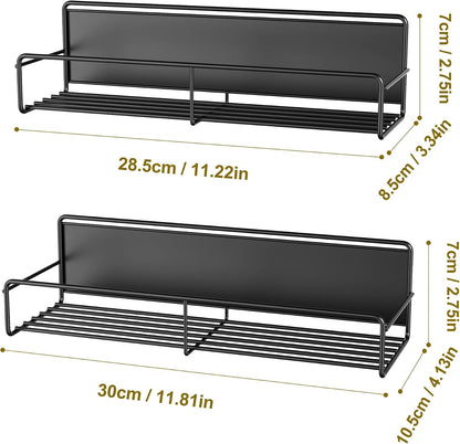 16.9 Inch Large Capacity Magnetic Spice Rack for Refrigerator Black