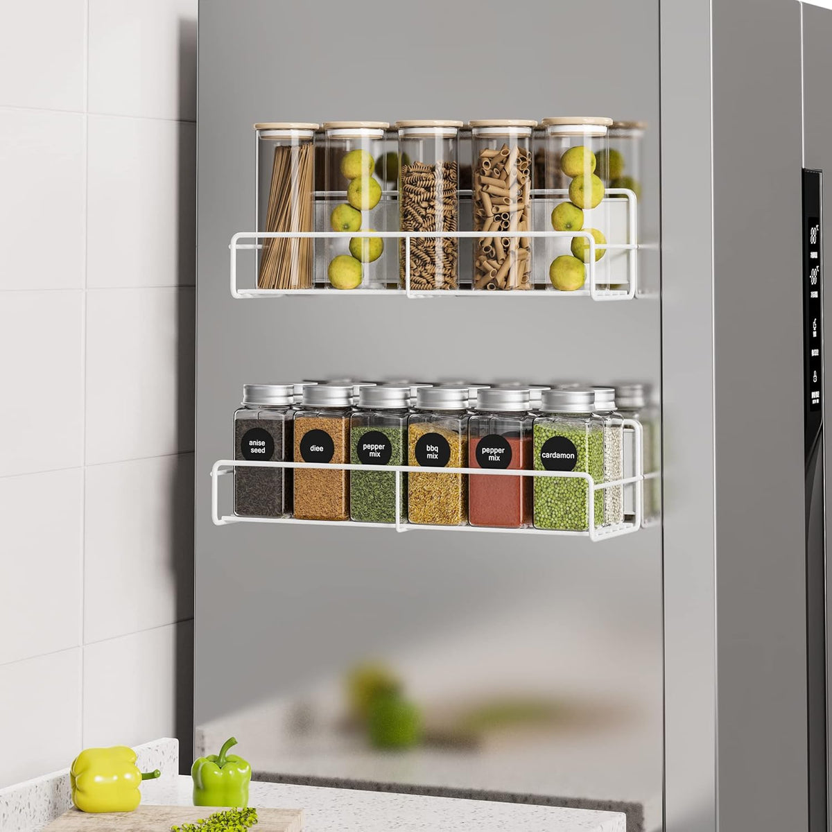 16.9 Inch Large Capacity Magnetic Spice Rack for Refrigerator Black