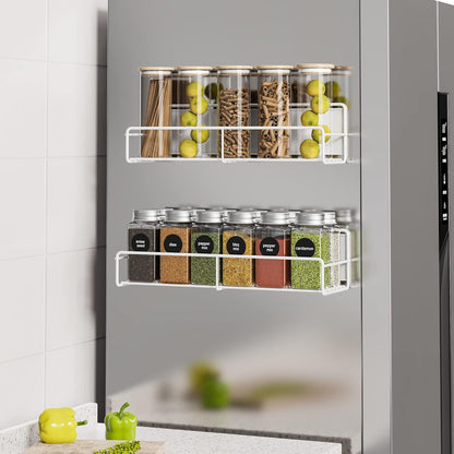 16.9 Inch Large Capacity Magnetic Spice Rack for Refrigerator Black