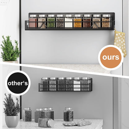 16.9 Inch Large Capacity Magnetic Spice Rack for Refrigerator Black