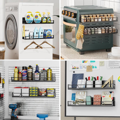16.9 Inch Large Capacity Magnetic Spice Rack for Refrigerator Black