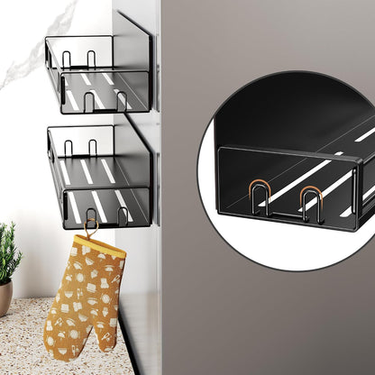 16.9 Inch Large Capacity Magnetic Spice Rack for Refrigerator Black