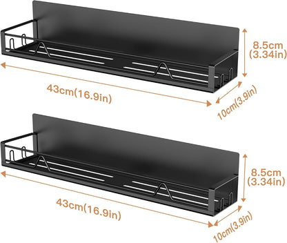 16.9 Inch Large Capacity Magnetic Spice Rack for Refrigerator Black