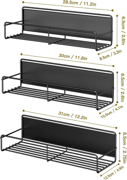 16.9 Inch Large Capacity Magnetic Spice Rack for Refrigerator Black