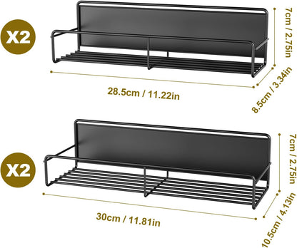 16.9 Inch Large Capacity Magnetic Spice Rack for Refrigerator Black