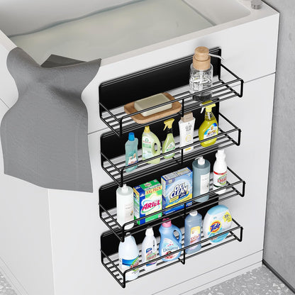 16.9 Inch Large Capacity Magnetic Spice Rack for Refrigerator Black