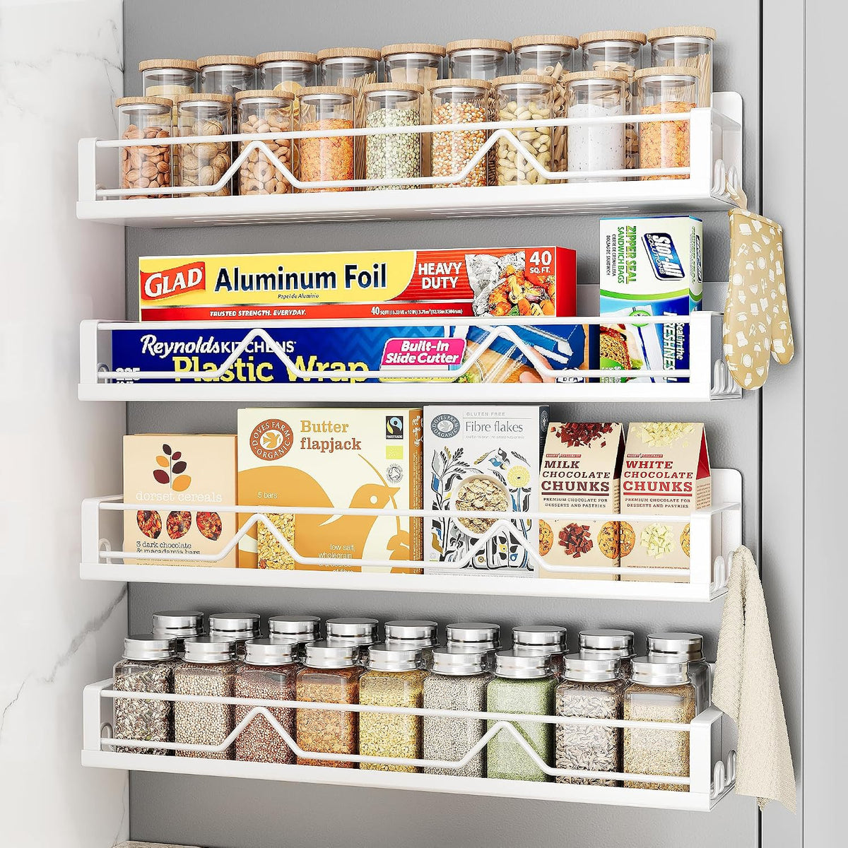 16.9 Inch Large Capacity Magnetic Spice Rack for Refrigerator Black