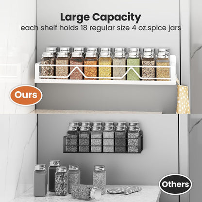 16.9 Inch Large Capacity Magnetic Spice Rack for Refrigerator Black