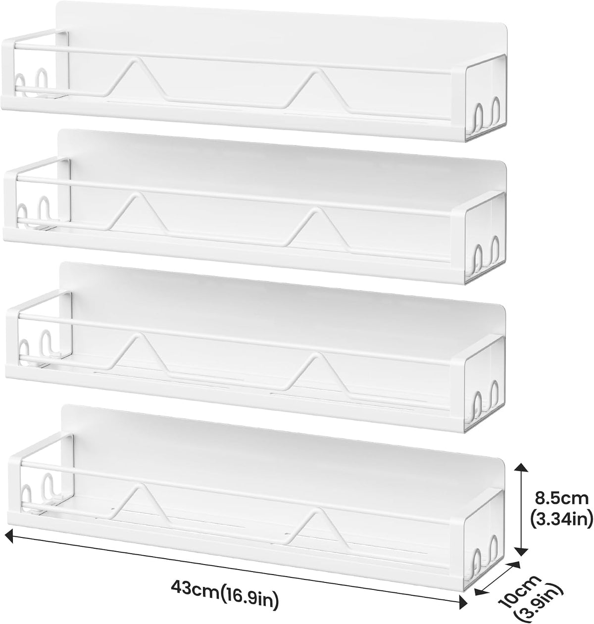 16.9 Inch Large Capacity Magnetic Spice Rack for Refrigerator Black