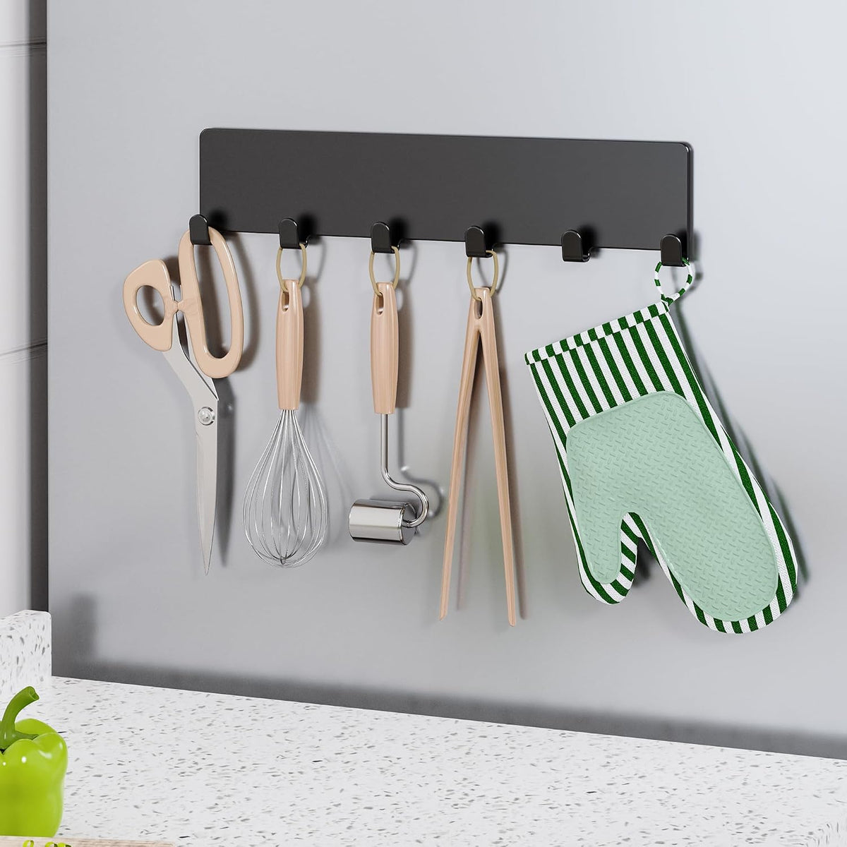 16.9 Inch Large Capacity Magnetic Spice Rack for Refrigerator Black