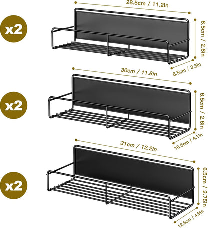 16.9 Inch Large Capacity Magnetic Spice Rack for Refrigerator Black