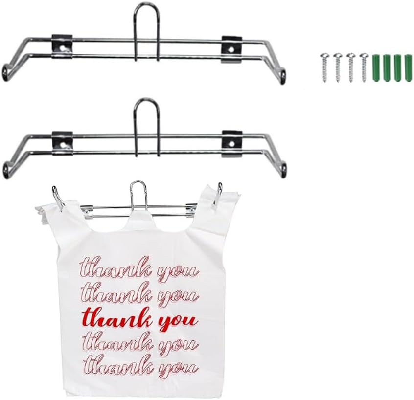 Wall-mounted shopping plastic bag holder, shopping bag dispenser, suitable for supermarkets, restaurants, grocery stores, fruit shops, and homes, pack of 2