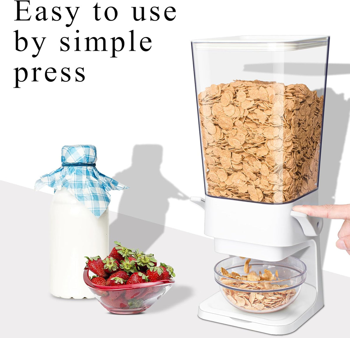 Cereal Dispenser Countertop, 5L Cereal Containers Storage Dispenser for Pantry, Large Dry Food Cereal Dispenser, Not Easy to Crush Cereal, Can Hold Oatmeal, Candy, Snack, Grain, Pet Food (White)
