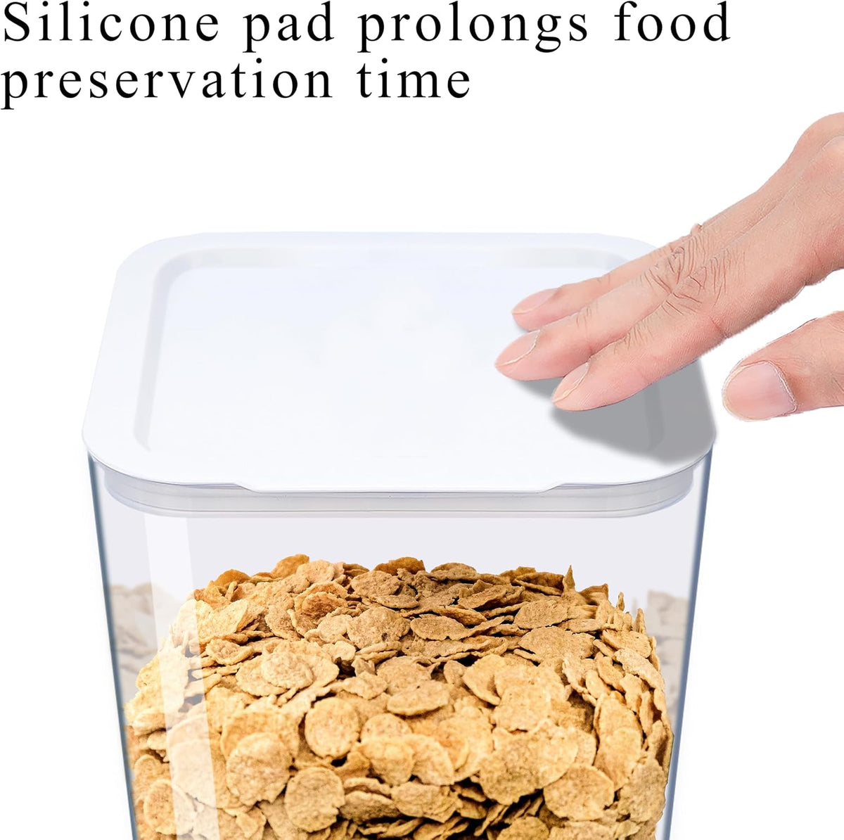 Cereal Dispenser Countertop, 5L Cereal Containers Storage Dispenser for Pantry, Large Dry Food Cereal Dispenser, Not Easy to Crush Cereal, Can Hold Oatmeal, Candy, Snack, Grain, Pet Food (White)