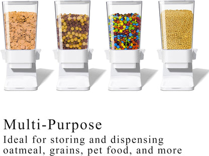 Cereal Dispenser Countertop, 5L Cereal Containers Storage Dispenser for Pantry, Large Dry Food Cereal Dispenser, Not Easy to Crush Cereal, Can Hold Oatmeal, Candy, Snack, Grain, Pet Food (White)