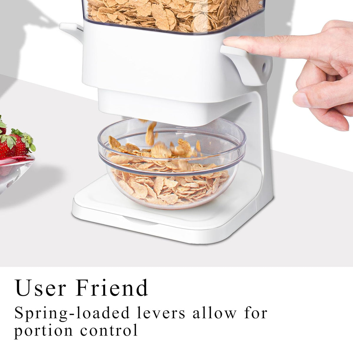 Cereal Dispenser Countertop, 5L Cereal Containers Storage Dispenser for Pantry, Large Dry Food Cereal Dispenser, Not Easy to Crush Cereal, Can Hold Oatmeal, Candy, Snack, Grain, Pet Food (White)