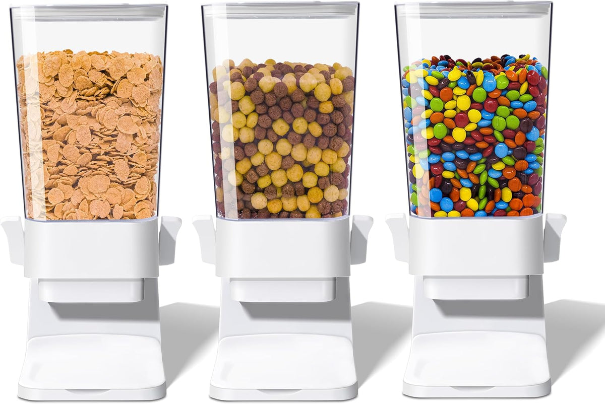 Cereal Dispenser Countertop, 5L Cereal Containers Storage Dispenser for Pantry, Large Dry Food Cereal Dispenser, Not Easy to Crush Cereal, Can Hold Oatmeal, Candy, Snack, Grain, Pet Food (White)