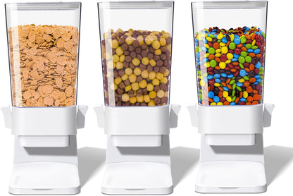 Cereal Dispenser Countertop, 5L Cereal Containers Storage Dispenser for Pantry, Large Dry Food Cereal Dispenser, Not Easy to Crush Cereal, Can Hold Oatmeal, Candy, Snack, Grain, Pet Food (White)