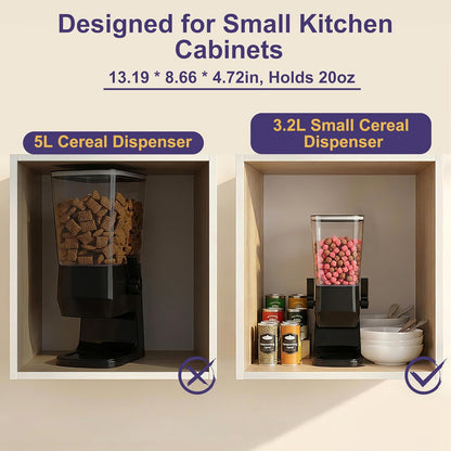 Cereal Dispenser Countertop, 5L Cereal Containers Storage Dispenser for Pantry, Large Dry Food Cereal Dispenser, Not Easy to Crush Cereal, Can Hold Oatmeal, Candy, Snack, Grain, Pet Food (White)