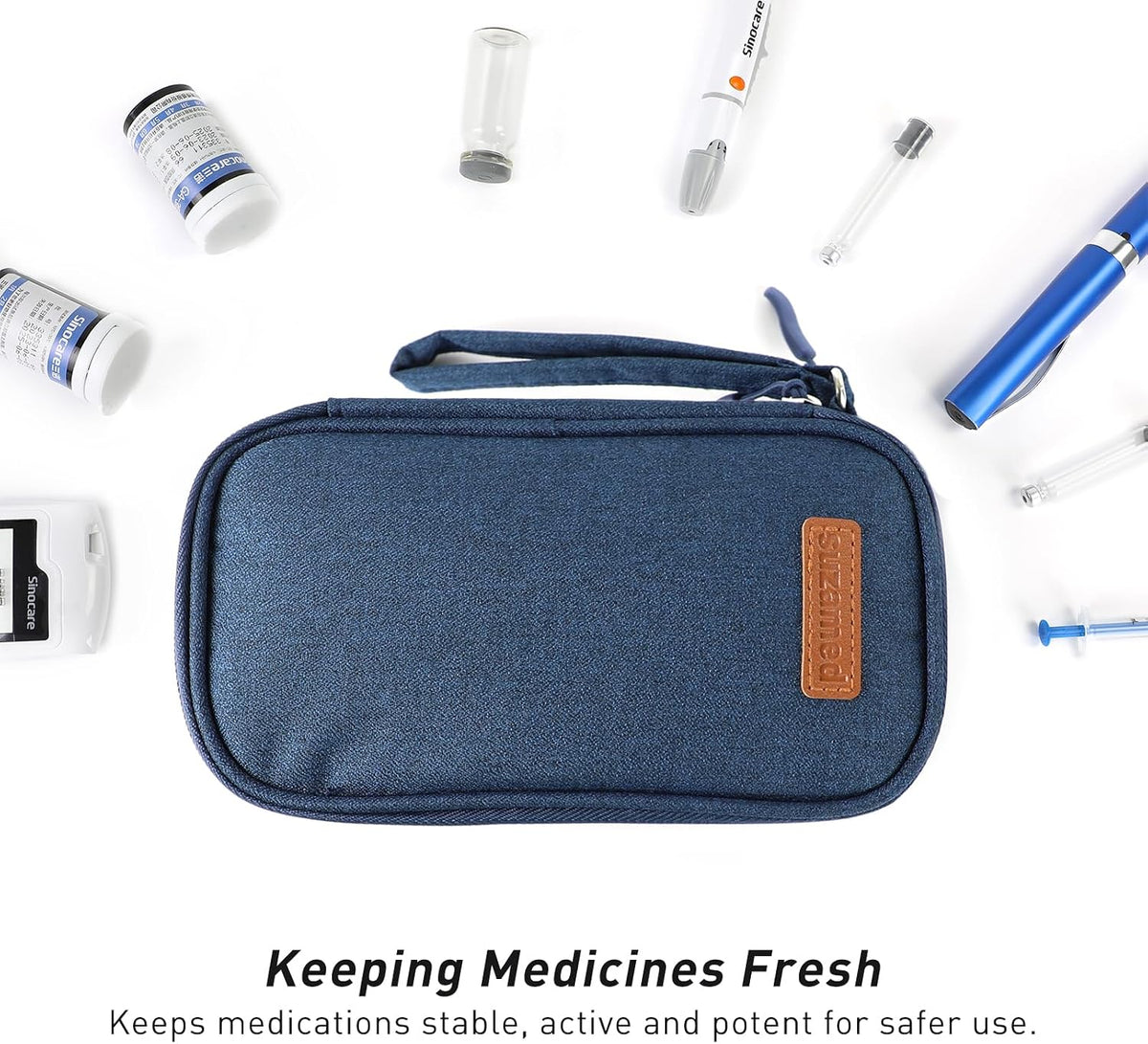 Insulin Cooler Travel Case, Double Layer Medicine Kit Diabetes Travel Case, Portable Medicine Organizer with 2Pack 150g Ice Pack TSA Approved for Insulin Pens Diabetic Supplies (Black)