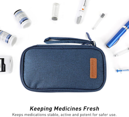 Insulin Cooler Travel Case, Double Layer Medicine Kit Diabetes Travel Case, Portable Medicine Organizer with 2Pack 150g Ice Pack TSA Approved for Insulin Pens Diabetic Supplies (Black)