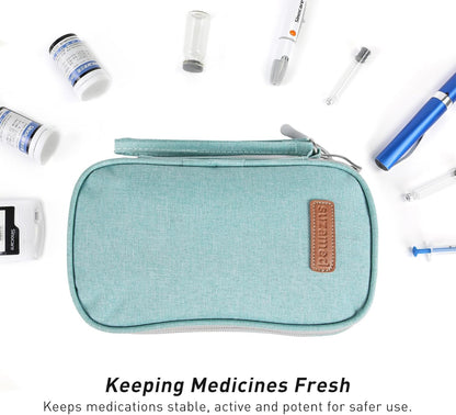 Insulin Cooler Travel Case, Double Layer Medicine Kit Diabetes Travel Case, Portable Medicine Organizer with 2Pack 150g Ice Pack TSA Approved for Insulin Pens Diabetic Supplies (Black)