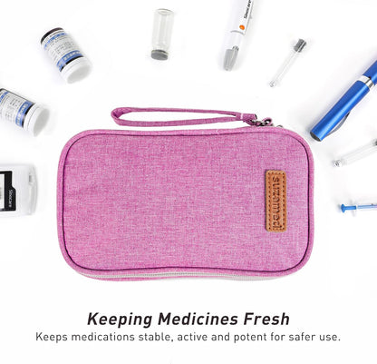 Insulin Cooler Travel Case, Double Layer Medicine Kit Diabetes Travel Case, Portable Medicine Organizer with 2Pack 150g Ice Pack TSA Approved for Insulin Pens Diabetic Supplies (Black)