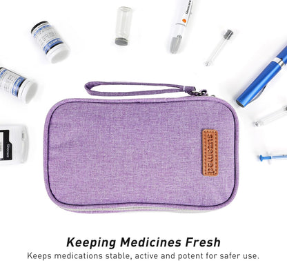 Insulin Cooler Travel Case, Double Layer Medicine Kit Diabetes Travel Case, Portable Medicine Organizer with 2Pack 150g Ice Pack TSA Approved for Insulin Pens Diabetic Supplies (Black)