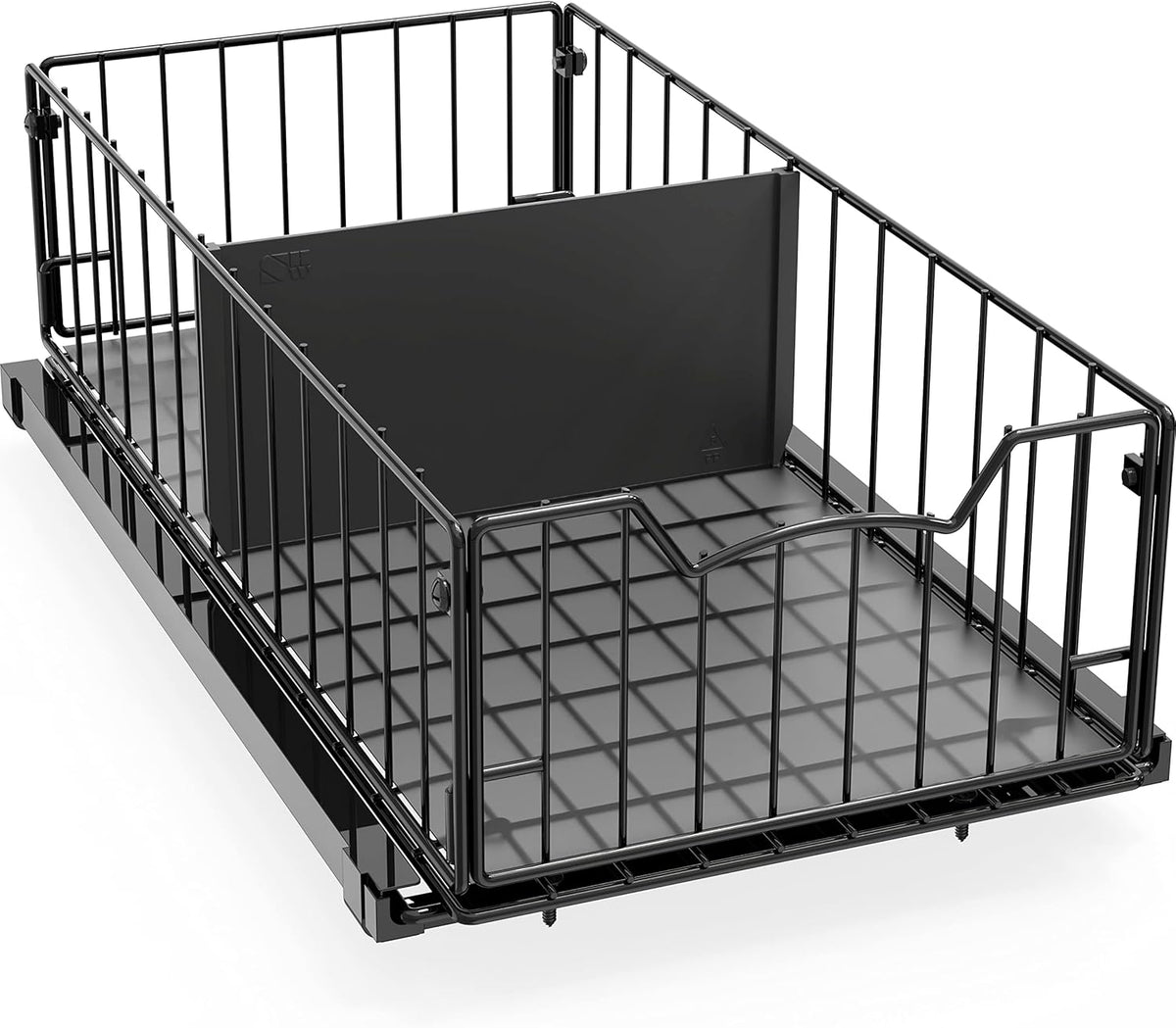 Pull-Out Cabinet Sliding Basket, 17.2Dx9.7Wx5H, Chrome | Ideal for Kitchen and Bathroom Cabinet Storage Organizer, Under Sink or Pantry Organization