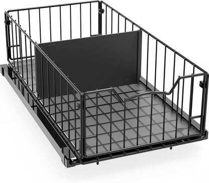Pull-Out Cabinet Sliding Basket, 17.2Dx9.7Wx5H, Chrome | Ideal for Kitchen and Bathroom Cabinet Storage Organizer, Under Sink or Pantry Organization