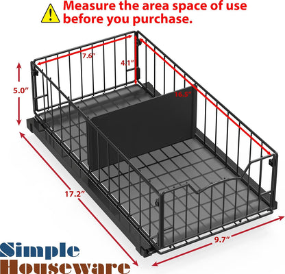 Pull-Out Cabinet Sliding Basket, 17.2Dx9.7Wx5H, Chrome | Ideal for Kitchen and Bathroom Cabinet Storage Organizer, Under Sink or Pantry Organization