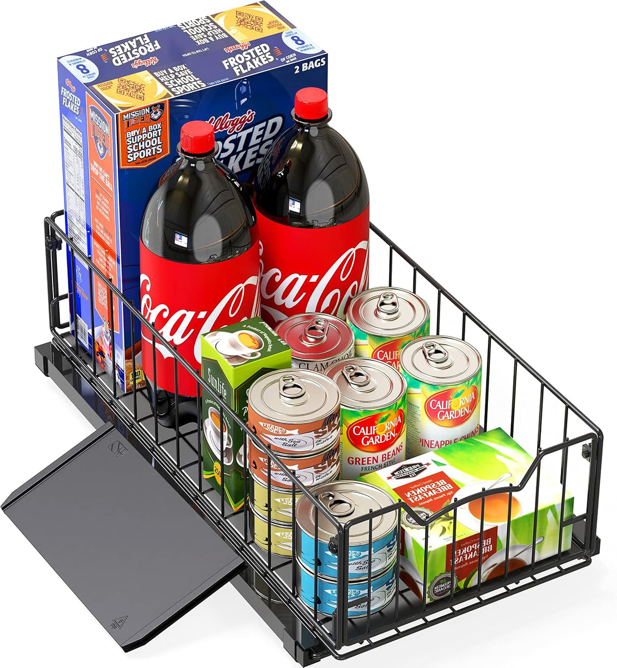 Pull-Out Cabinet Sliding Basket, 17.2Dx9.7Wx5H, Chrome | Ideal for Kitchen and Bathroom Cabinet Storage Organizer, Under Sink or Pantry Organization