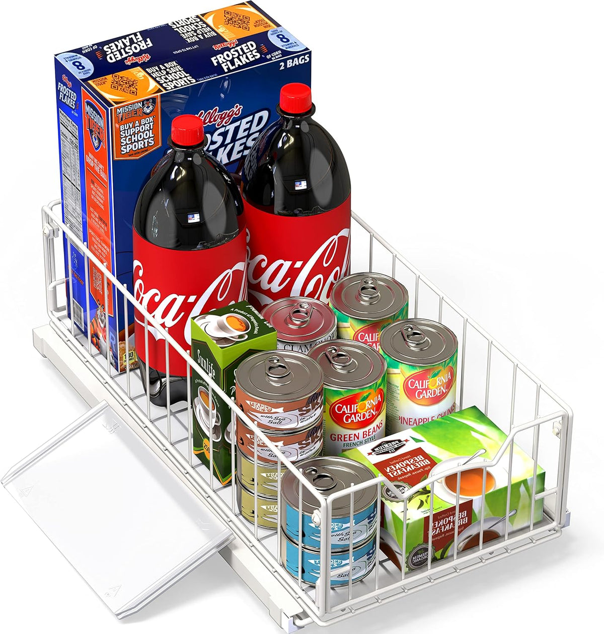 Pull-Out Cabinet Sliding Basket, 17.2Dx9.7Wx5H, Chrome | Ideal for Kitchen and Bathroom Cabinet Storage Organizer, Under Sink or Pantry Organization