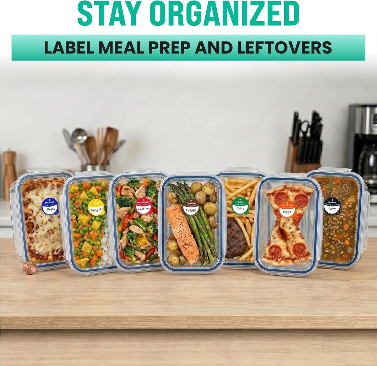Date Stickers for Food - Day of The Week Day Dots Removable Food Labels | 0.75" Date Dot Stickers for Food Containers, 3500 Labels with Dispenser Box