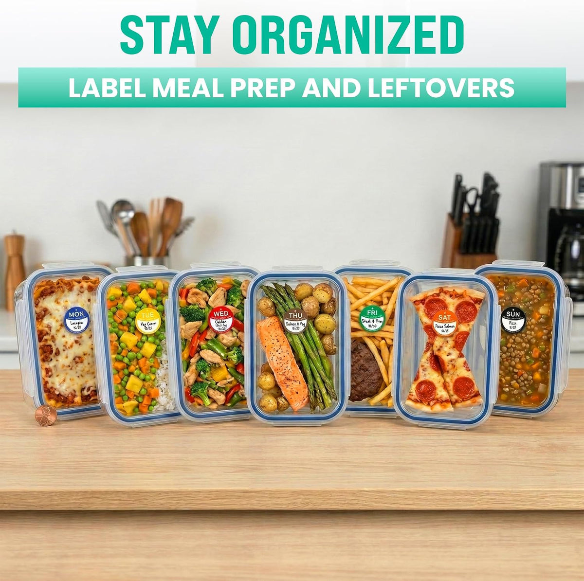Date Stickers for Food - Day of The Week Day Dots Removable Food Labels | 0.75" Date Dot Stickers for Food Containers, 3500 Labels with Dispenser Box