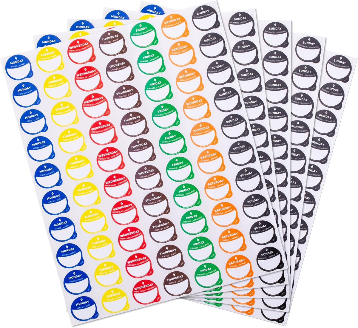 Date Stickers for Food - Day of The Week Day Dots Removable Food Labels | 0.75" Date Dot Stickers for Food Containers, 3500 Labels with Dispenser Box